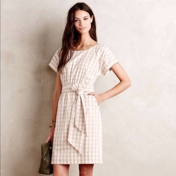 Anthropologie Dresses & Skirts - ANTHROPOLOGIE HD In Paris Ribboned Poplin Gingham Dress Coastal Grandma {HH10}